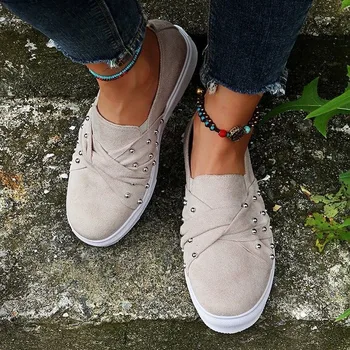 Ženske patike Casual cipele i u privatnim kućama, Moderno ljetna obuća ravnim cipelama s jedne patent-zatvarač Plaža ženska hodanje platnu