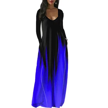 Duga haljina 2021 Proljeće Ženske Berba seksi jesenje haljine s dugim rukavima Večernja haljina Svakodnevno Besplatno haljina градиентного boje Femme
