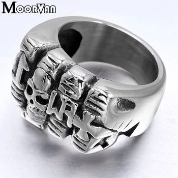 Moorvan Tajland šake prsten hip-hop punk kostur/lubanju rock za muškarce slova od nehrđajućeg čelika prsten za ruke muški dar VR127