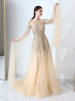 Dubai Arabija Večernja haljina s beaded 2021 s rukavima-накидками Raskošne večernje haljine za žene
