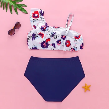 2020 Novi kupaći kostim s cvjetnim ispis Plus Veličina Kupaćih kostima za žene s otvorenim ramenima Plaža odjeća XL-4XL za djevojčice kupaći Kostim s visokim strukom Kit bikini