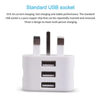Univerzalni 1/2/3-Port USB konektor za Uk 3-pinski Adapter zidni punjač s 1/2/3 USB portova putni Punjač za Punjenje telefona X Samsung S9