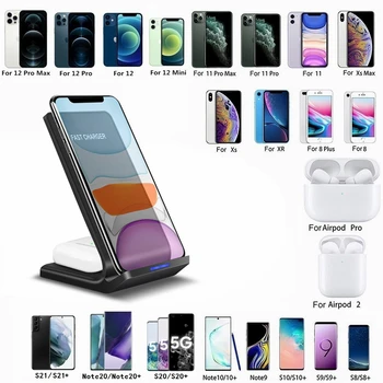 20 W, Brzi Bežični Punjač Qi Stalak Za iPhone 13 12 11 XS X 8 Airpods Pro 2 u 1 Punjenje: priključne stanice za Samsung S20 S21 S10