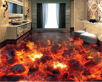 Beibehang izrađen po mjeri podne tjestenina vatra plamen gori stereo vodootporan debeli нескользящий podu u kupaonici Home 3d paul desktop