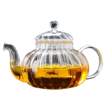 600 ml Prugasti, cvjetni čaj u obliku bundeve,Toplinu Stakleni Lonac,Cvjetni šalica Stakleni Čajnik s varenje od biljnih tea leaf