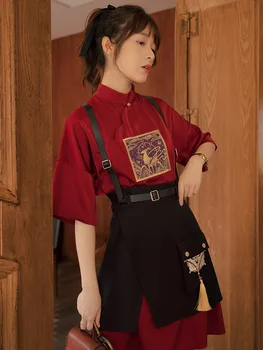 Poboljšano kineska haljinu s izvezenim s elementima gornje suknje odijelo