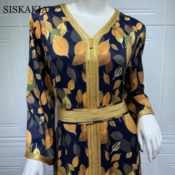 Siskakia Elegantan haljinu Maxi s etničkim po cijeloj površini za žene Jesen 2021 Nova muslimanska Джалабия Dubai Marokanski Kaftan Ближневосточная odijevanje