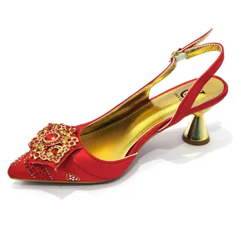 2022 Нигерийская Mondeno cipele na srednje potpetice u obliku Popularnog Dizajn sa istakao ženska cipele i torbama Crvene cipele Vjenčanje s torbicom