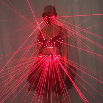 Seksi Ženska Odjeća Laserski Grudnjak i Pojas Crveni Laserski Maska Za Noćnog Kluba Led lampica Seksi Ženski Kostim